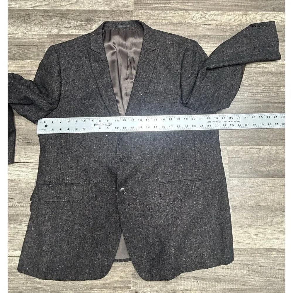 Calvin Klein Mens Sport Coat Blazer 46R Extreme Slim Fit Brown Wool Silk Blend